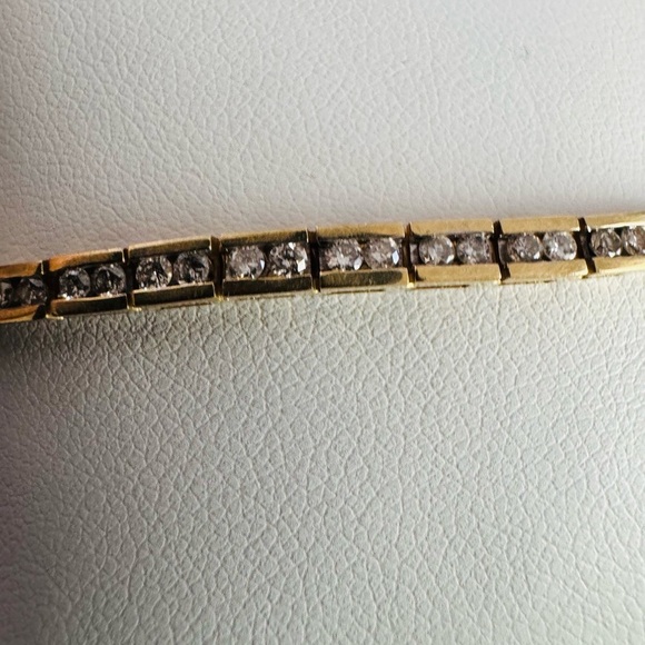 14K Yellow Gold Diamond Box Tennis Bracelet Double Set - Picture 2 of 5
